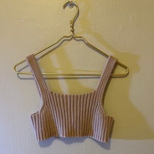 Zara Taupe Ribbed Knit Crop Top